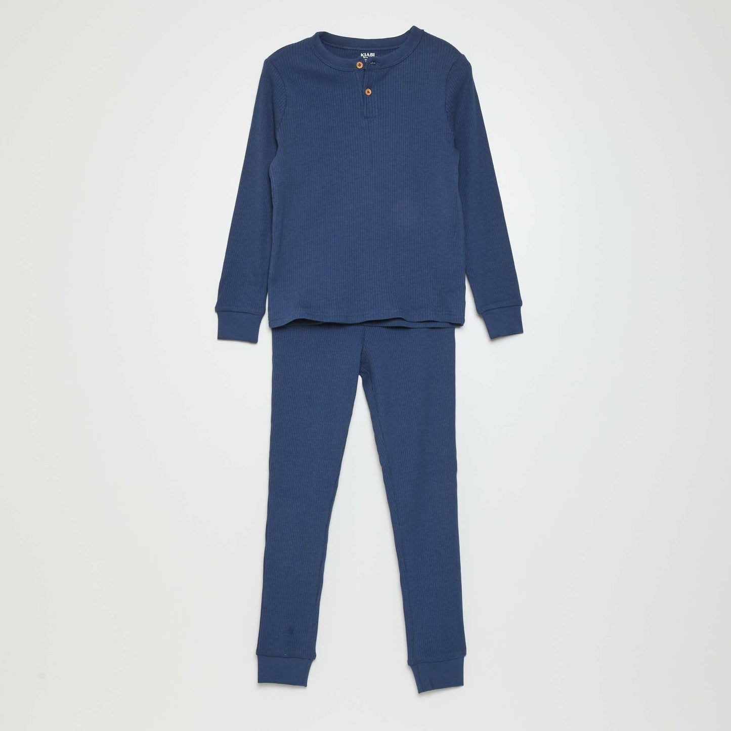 Pyjama long côtelée - 2 pièces Bleu