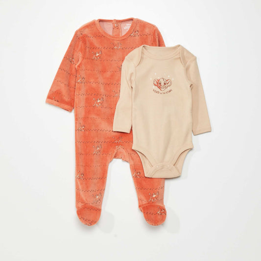 Lot 1 pyjama en velours + 1 body coton 'Simba' simba