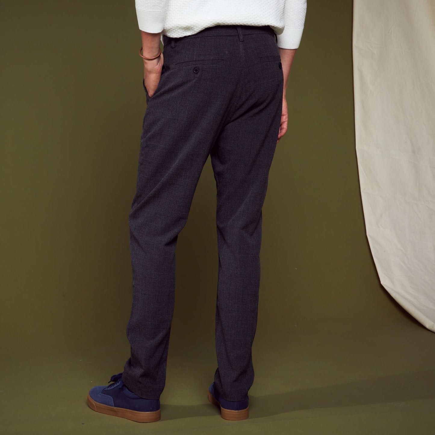 Pantalon chino à carreaux Noir/gris