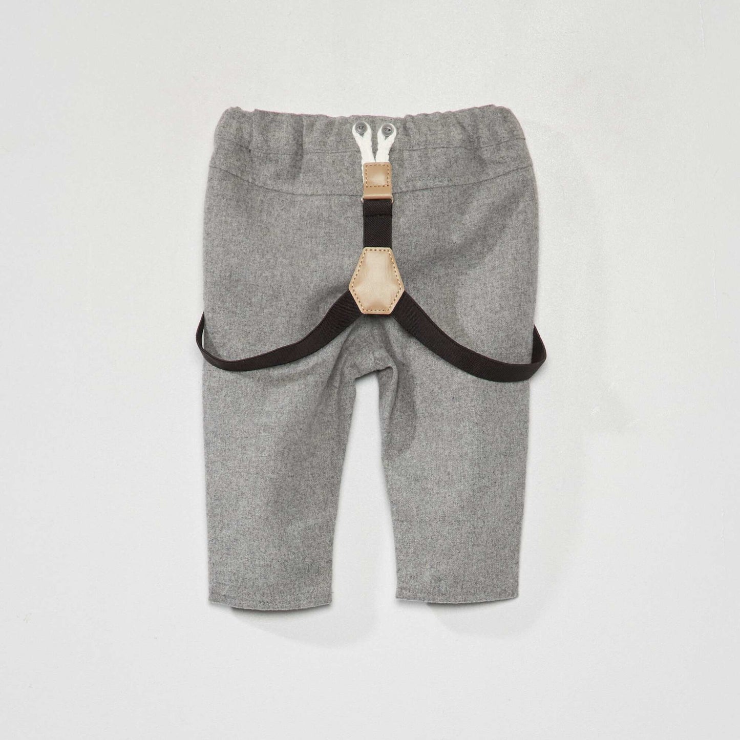 Pantalon chino en flanelle avec bretelles amovibles Gris