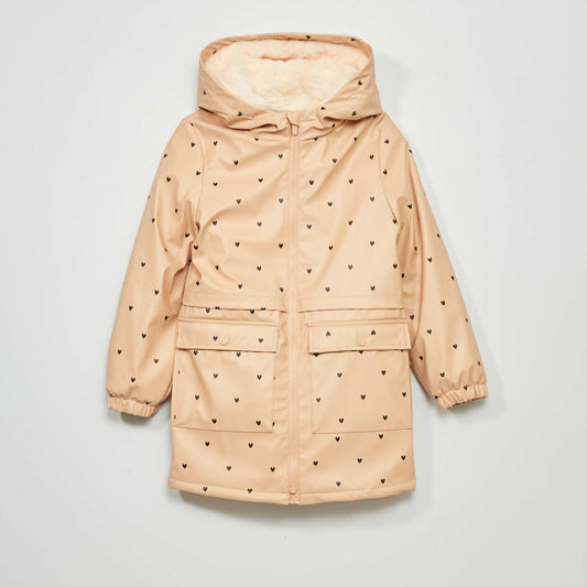 Parka long à capuche Beige
