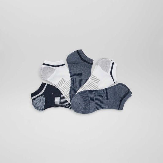 Lot de 5 chaussettes de sport invisibles Bleu