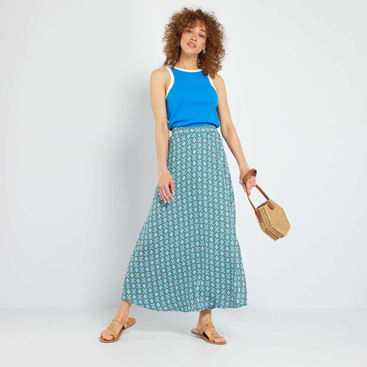 Jupe midi georgette Bleu imprimé