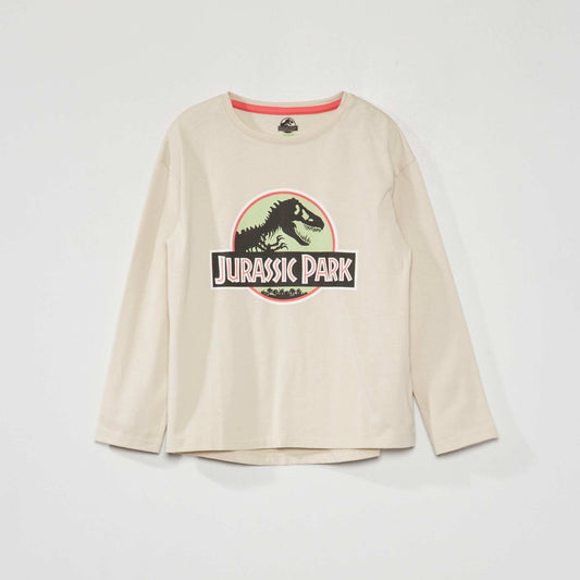 T-shirt 'Jurassic Park' manches longues Ecru