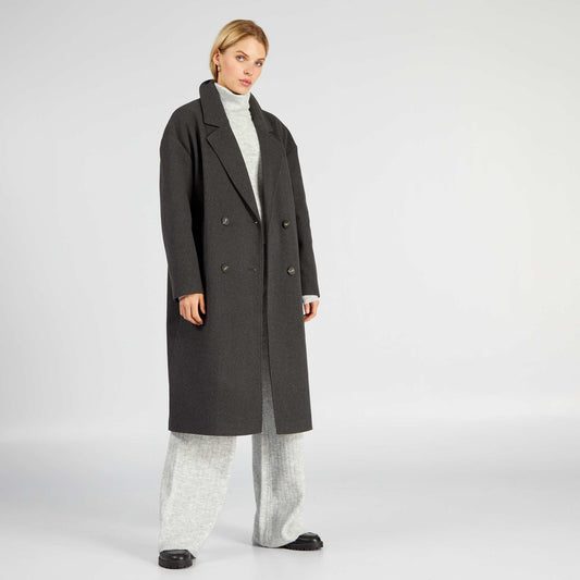 Manteau long à double boutonnage Gris
