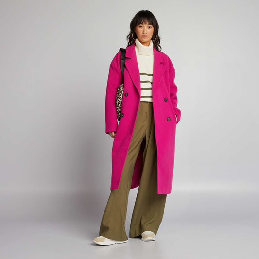 Manteau long à double boutonnage Rose