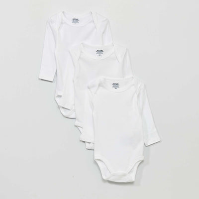 Lot de 3 bodies en jersey blanc
