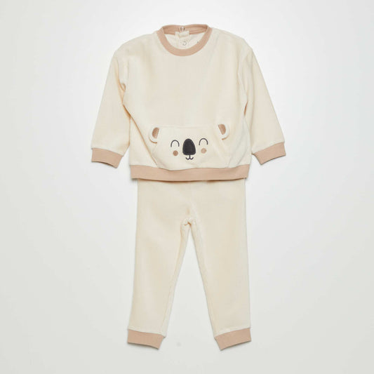Ensemble de pyjama en velours - 2 pièces Beige