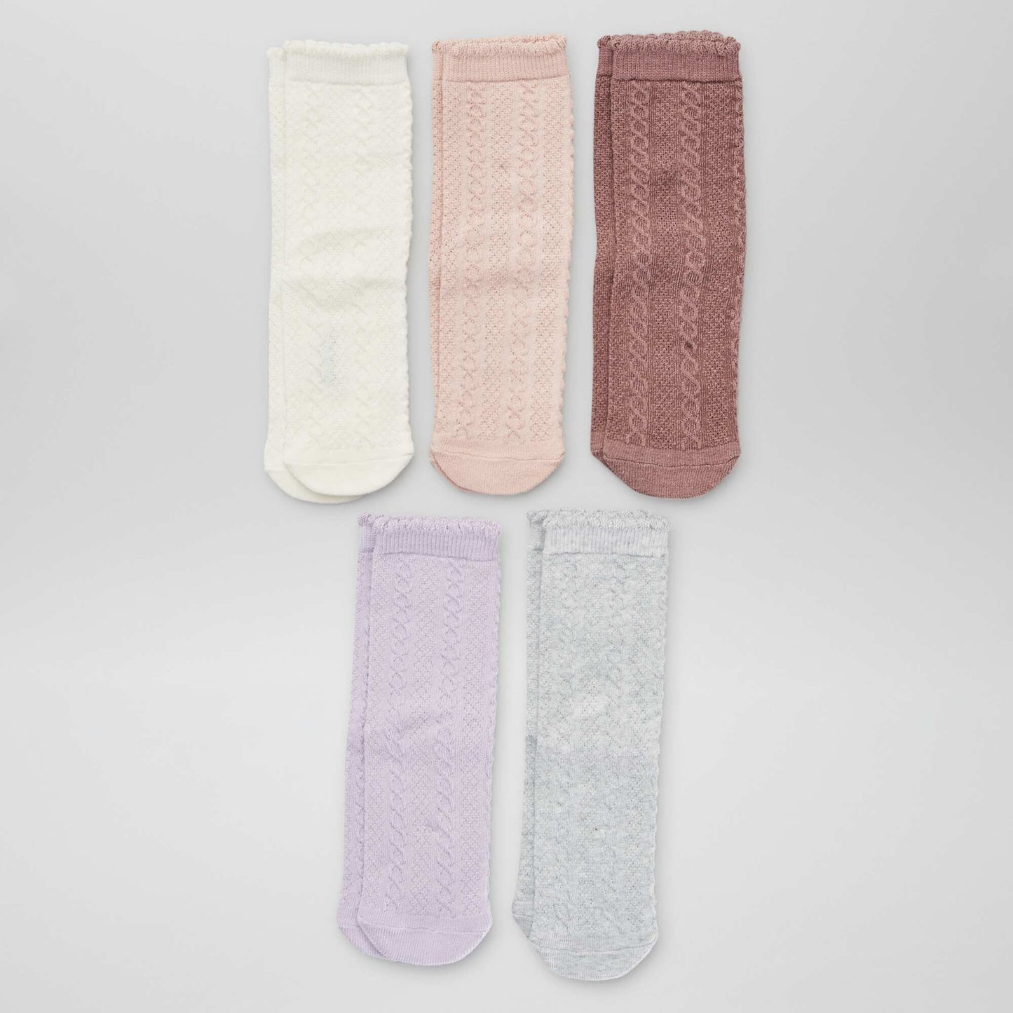 Lot de 5 paires de chaussettes torsadées Violet/rose/gris