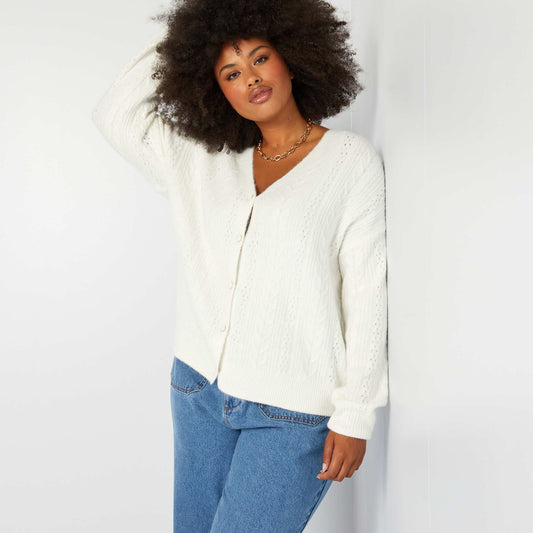 Gilet en maille tressée Blanc