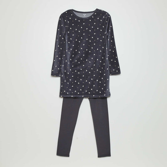 Pyjama en velours - 2 pièces Noir