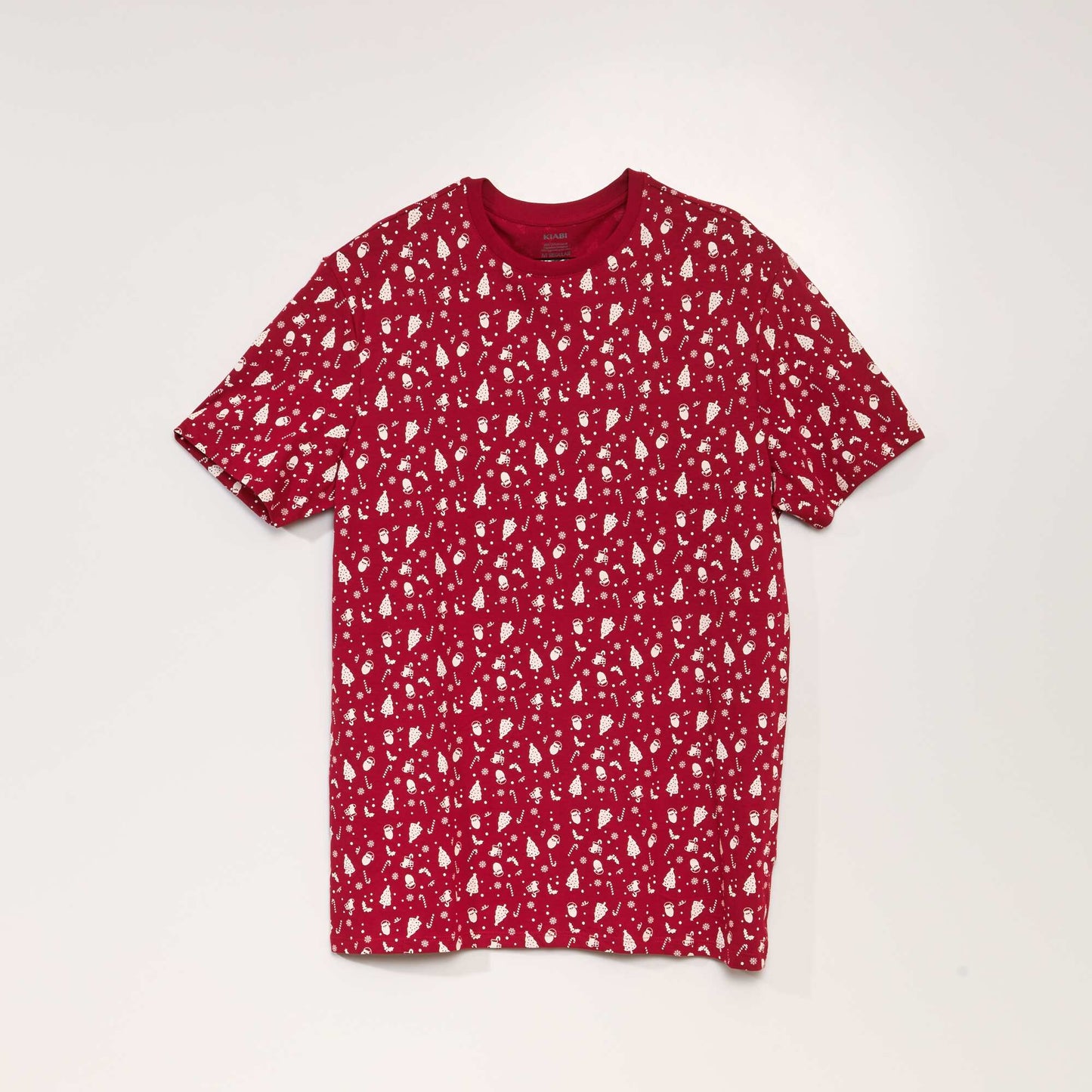 Tee-shirt manches courtes imprimé Noël Rouge all over