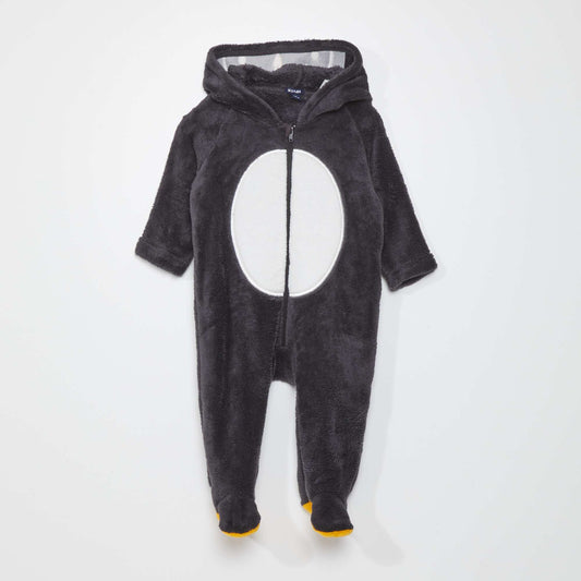 Combinaison polaire à capuche 'panda' Gris