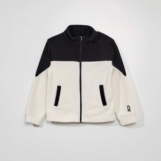 Sweat zippé en maille polaire Noir/blanc