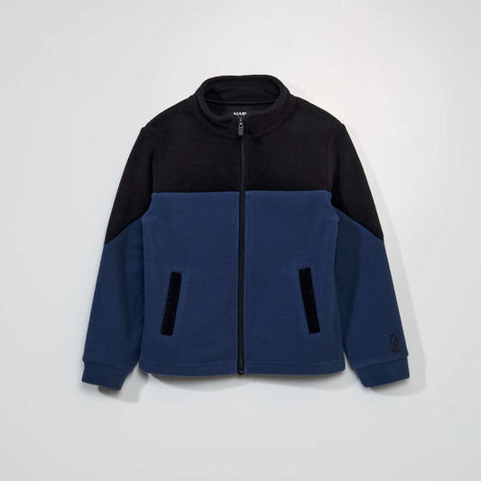 Sweat zippé en maille polaire Noir/bleu