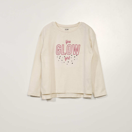 T-shirt à manches longues avec imprimé Crème