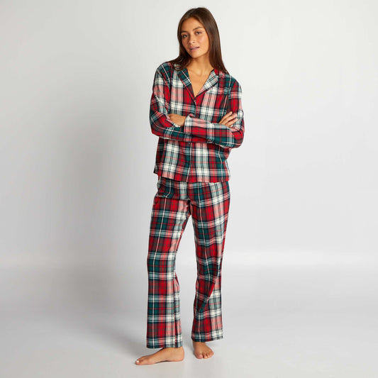 Pyjama 2 pièces à carreaux Carreaux rouge