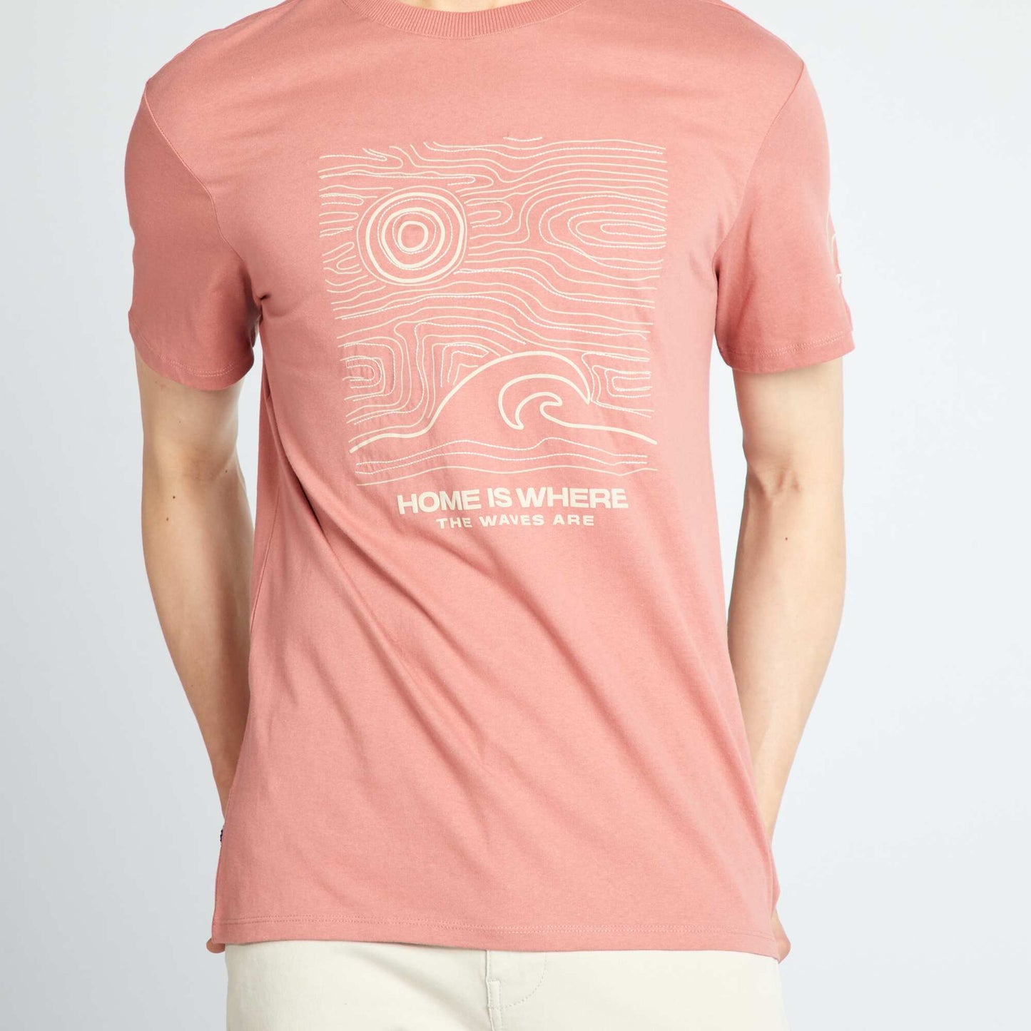 T-shirt en jersey avec imprimé poitrine Rose