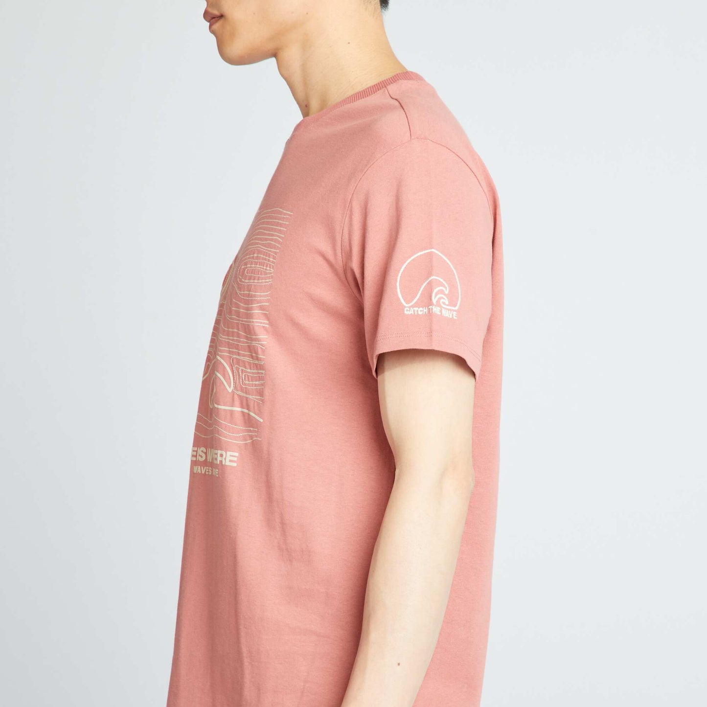 T-shirt en jersey avec imprimé poitrine Rose