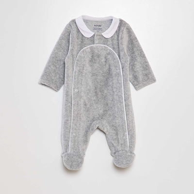 Pyjama en velours col claudine Gris