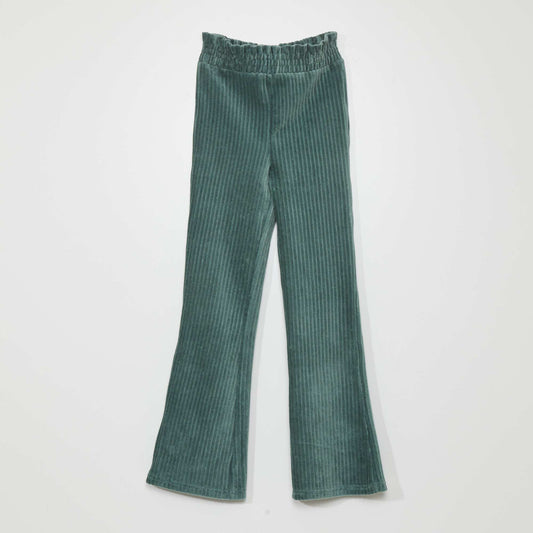Pantalon en maille velours côtelée Vert