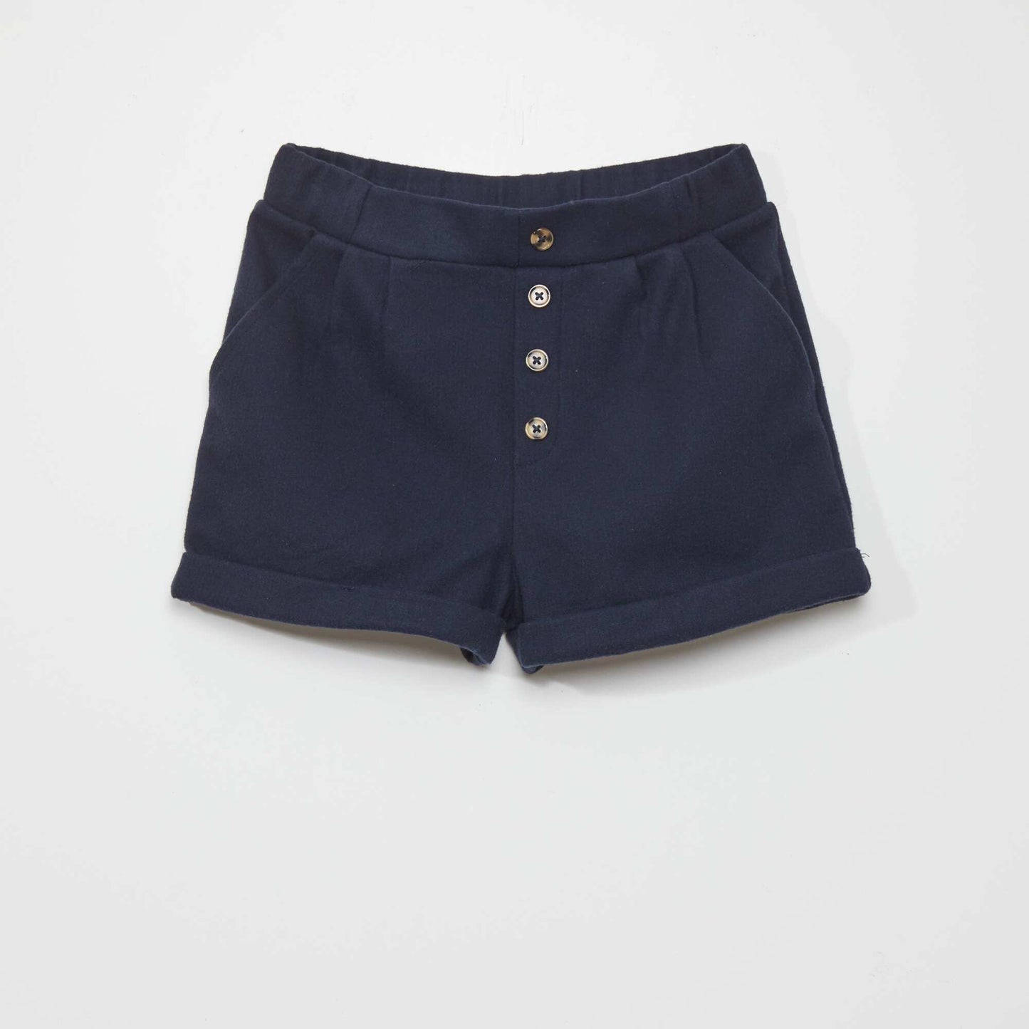 Short effet lainage bleu marine