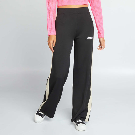 Pantalon large style 'racing' Noir