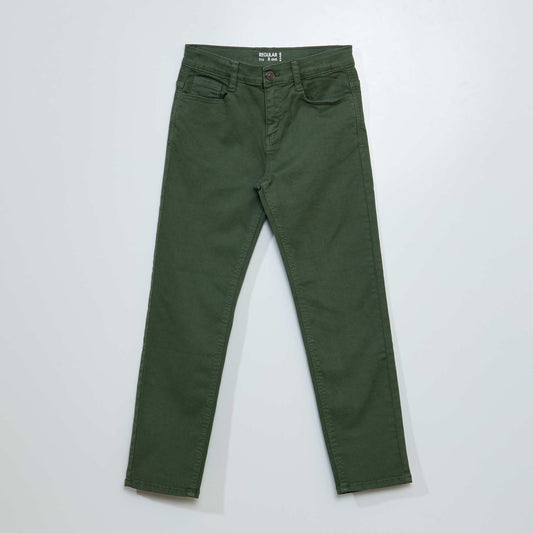 Pantalon regular en twill Vert