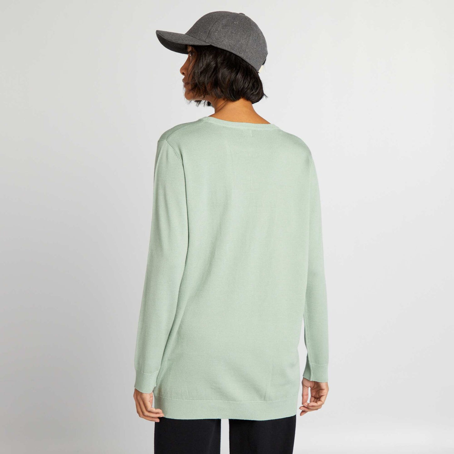 Pull fin coupe longue Vert