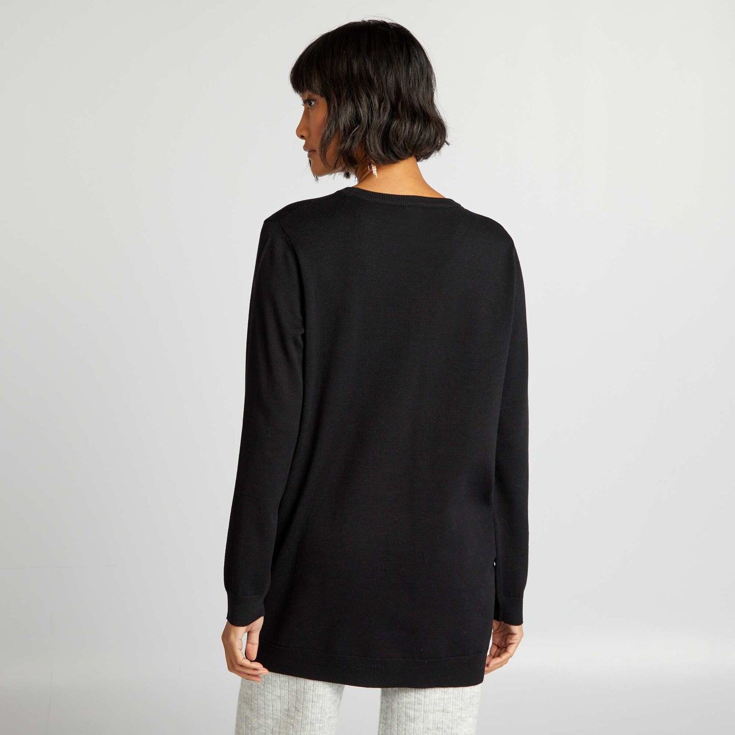 Pull fin coupe longue Noir