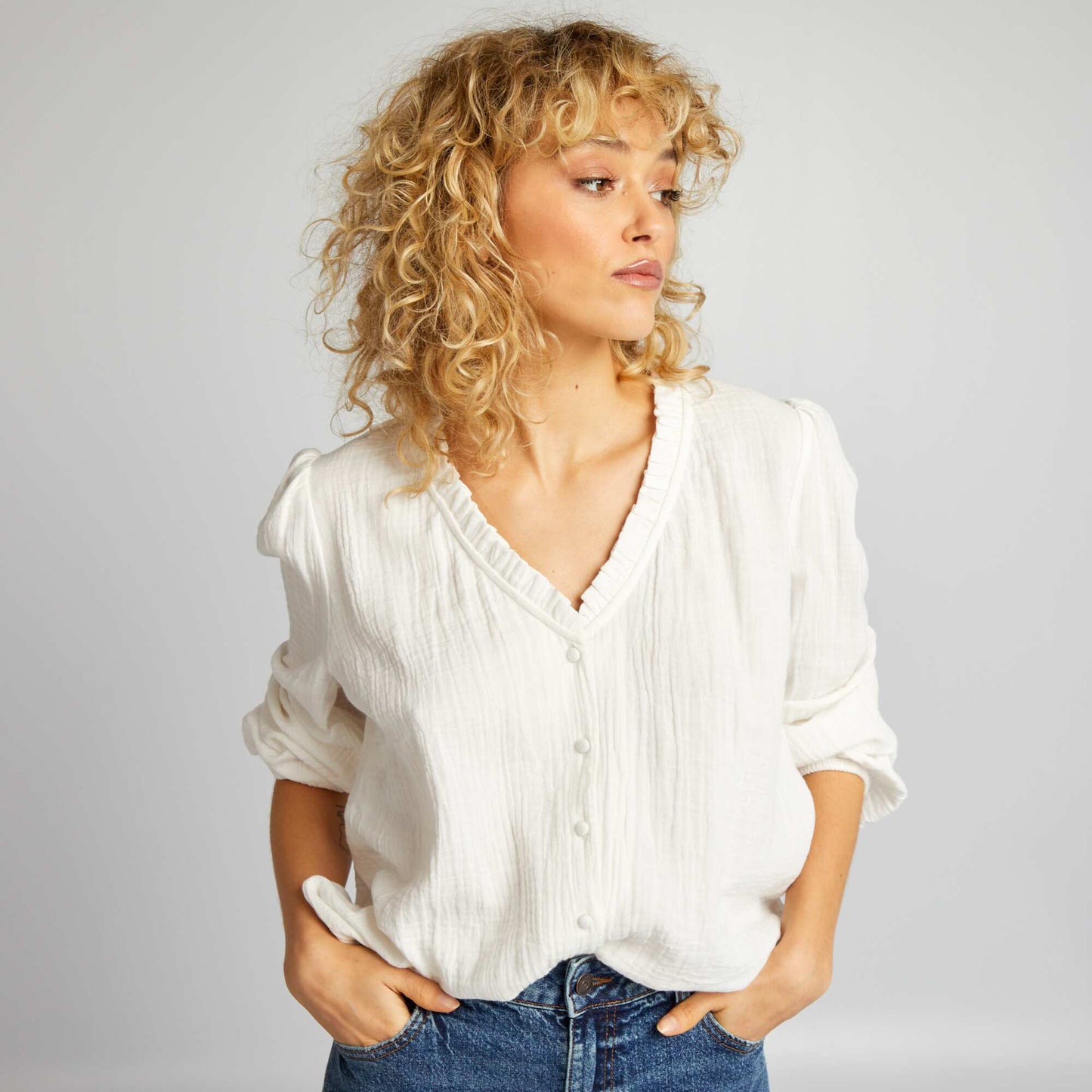 Blouse en gaze de coton blanc