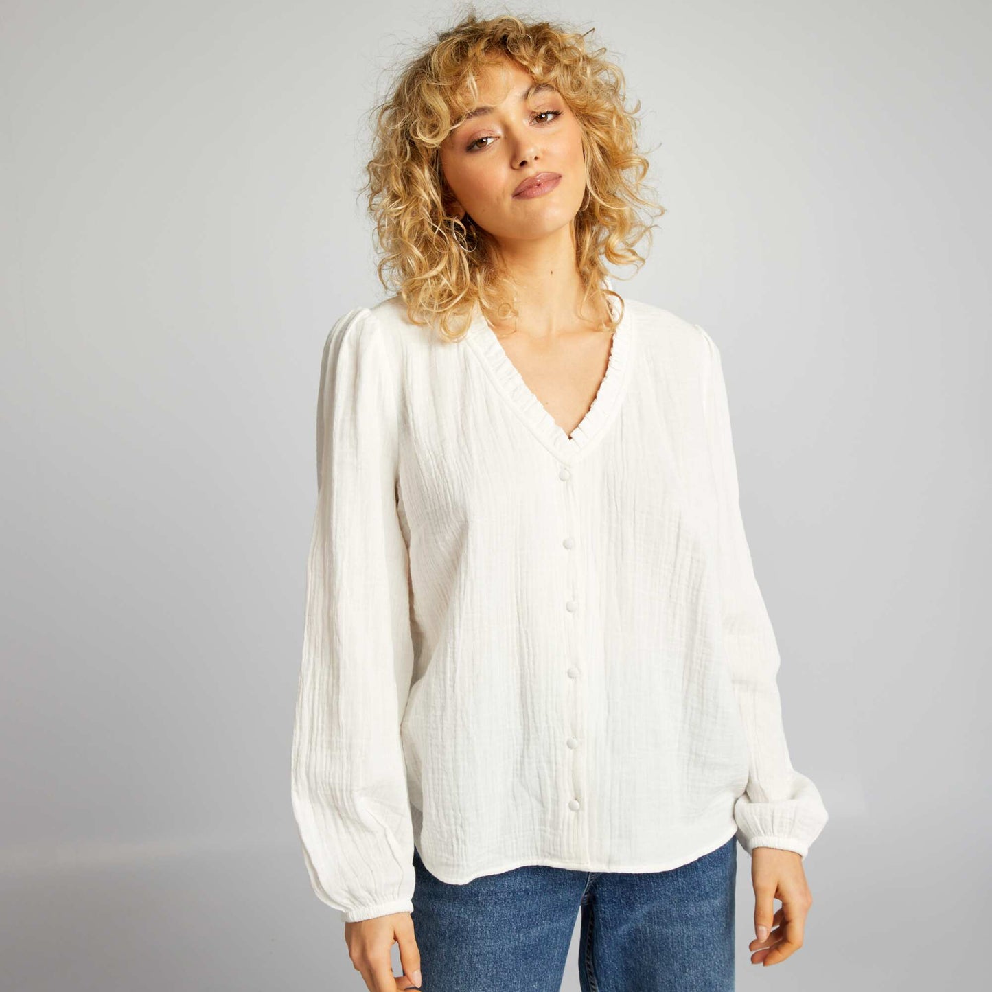 Blouse en gaze de coton blanc