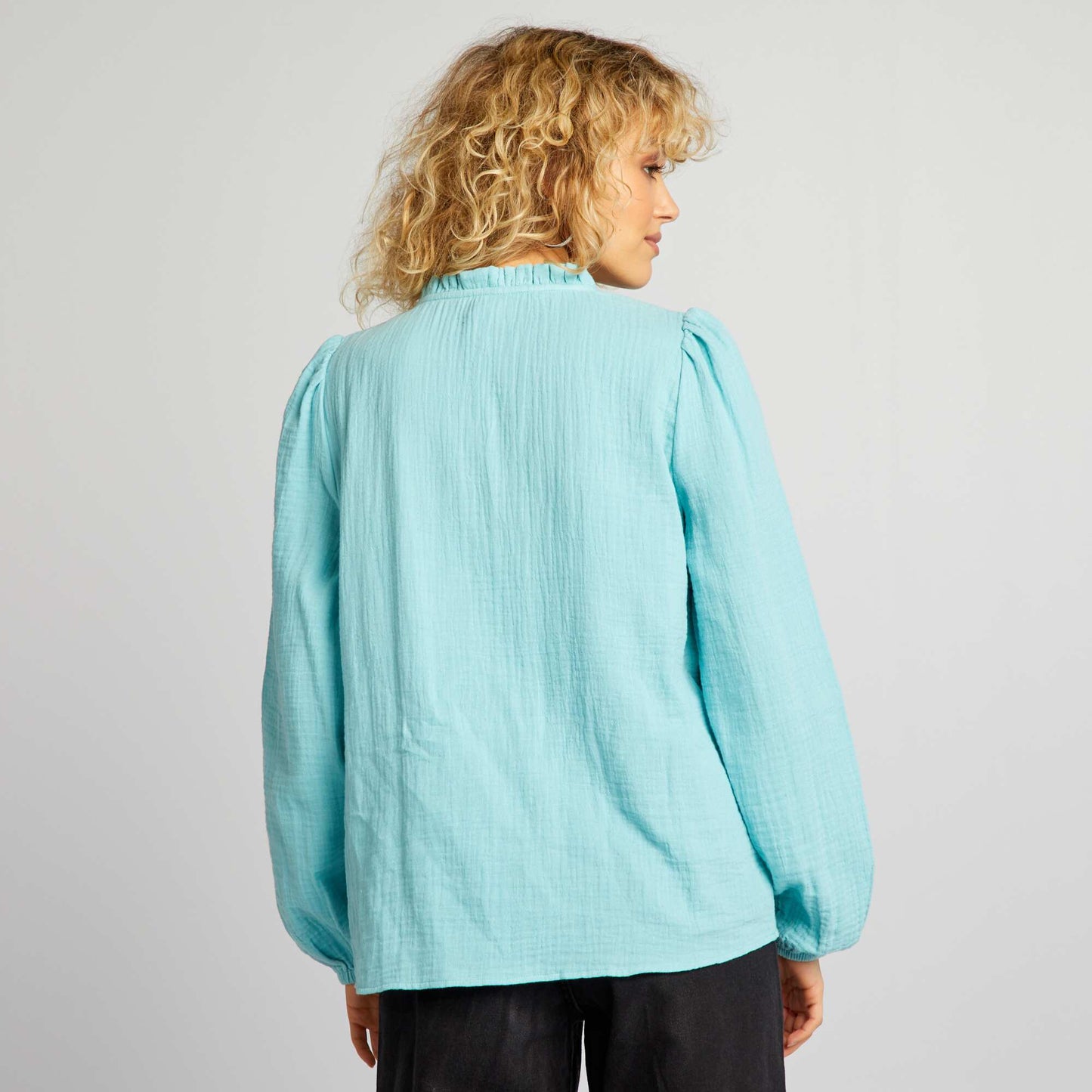 Blouse en gaze de coton Bleu