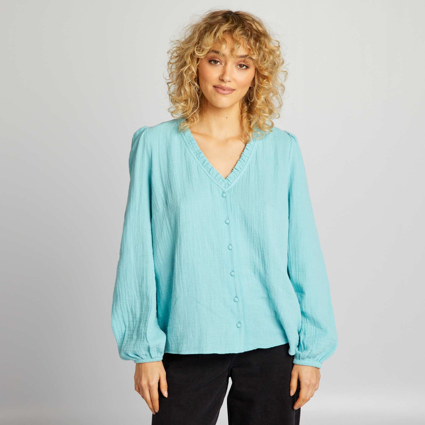 Blouse en gaze de coton Bleu