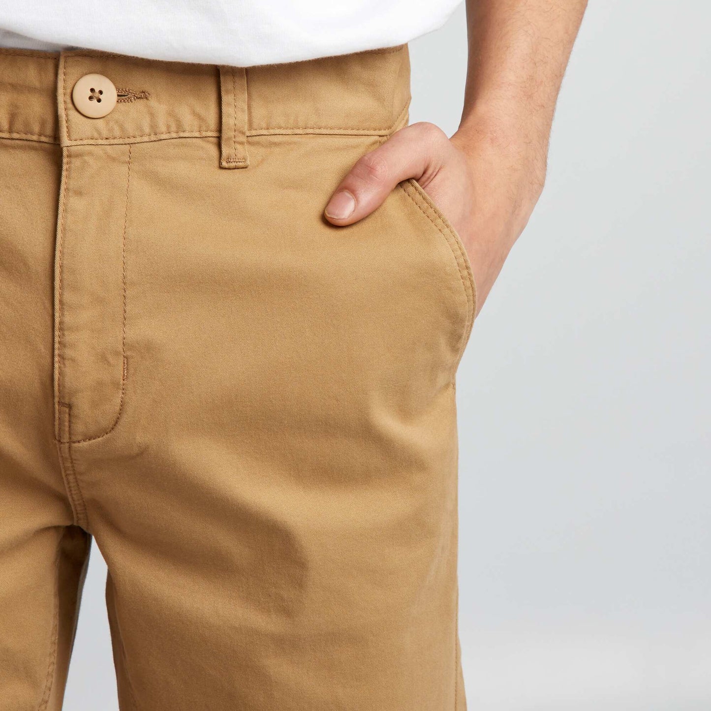 Pantalon chino uni Beige