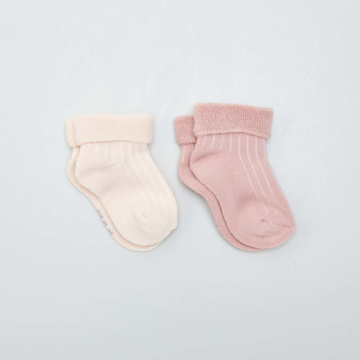 Lot 2 paires de chaussettes en maille bouclette Rose clair/foncé