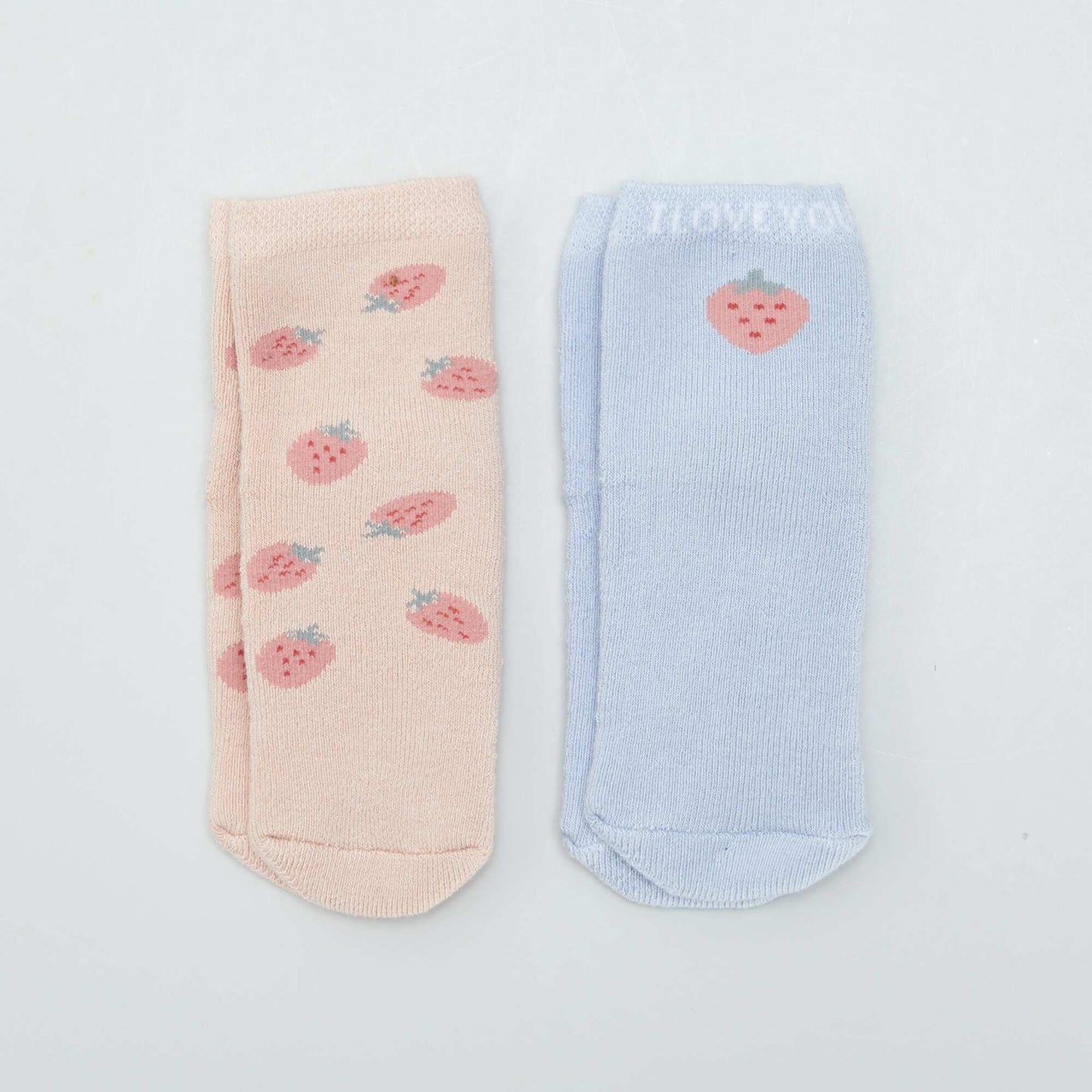 Lot 2 chaussettes antidérapantes Rose/bleu