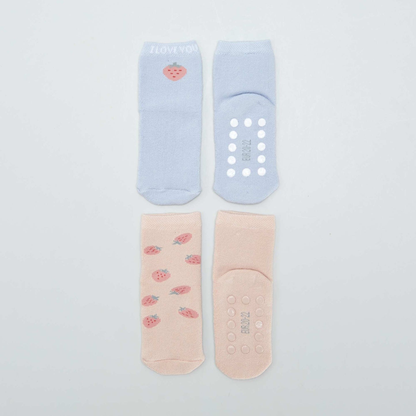 Lot 2 chaussettes antidérapantes Rose/bleu