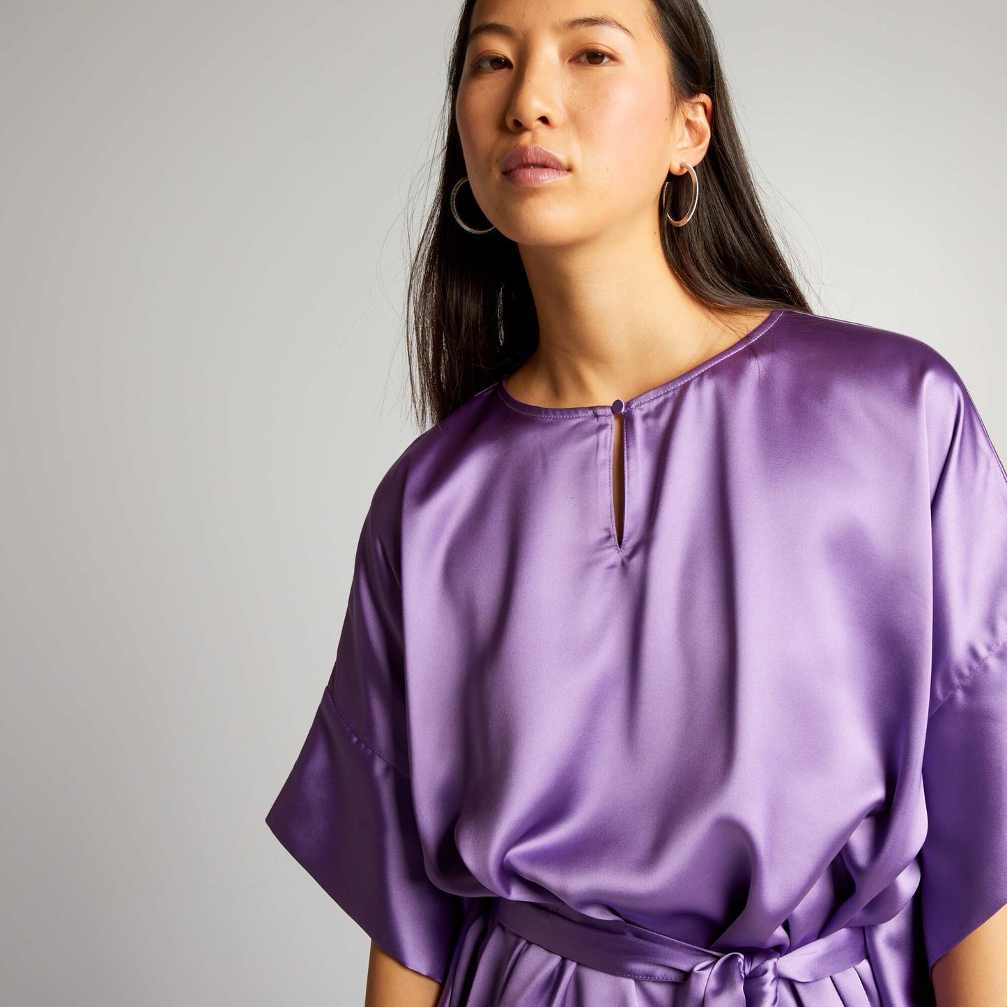 Blouse sans manches unie et satinée Violet