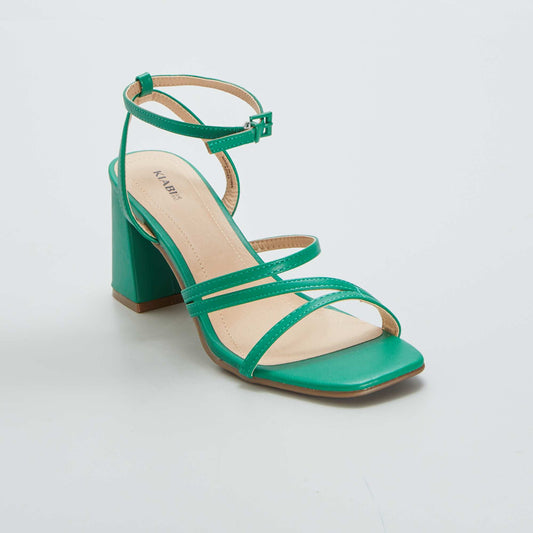 Sandales à talon carré avec brides Vert