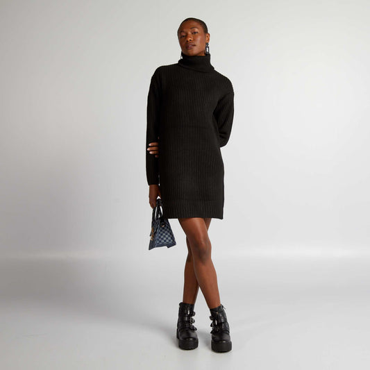 Robe pull en maille épaisse noir