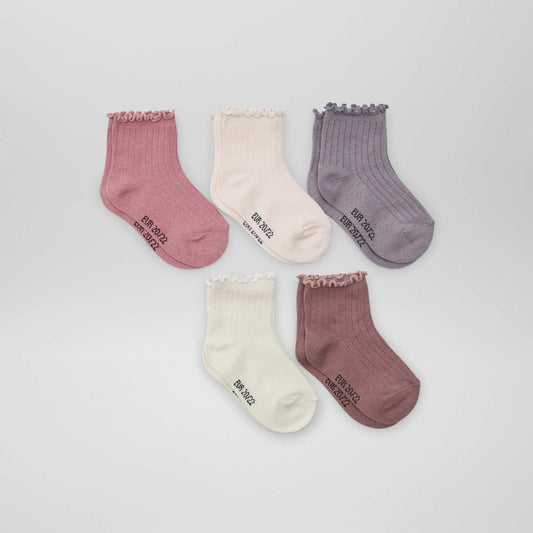 Lot de 5 chaussettes à volants ROSE