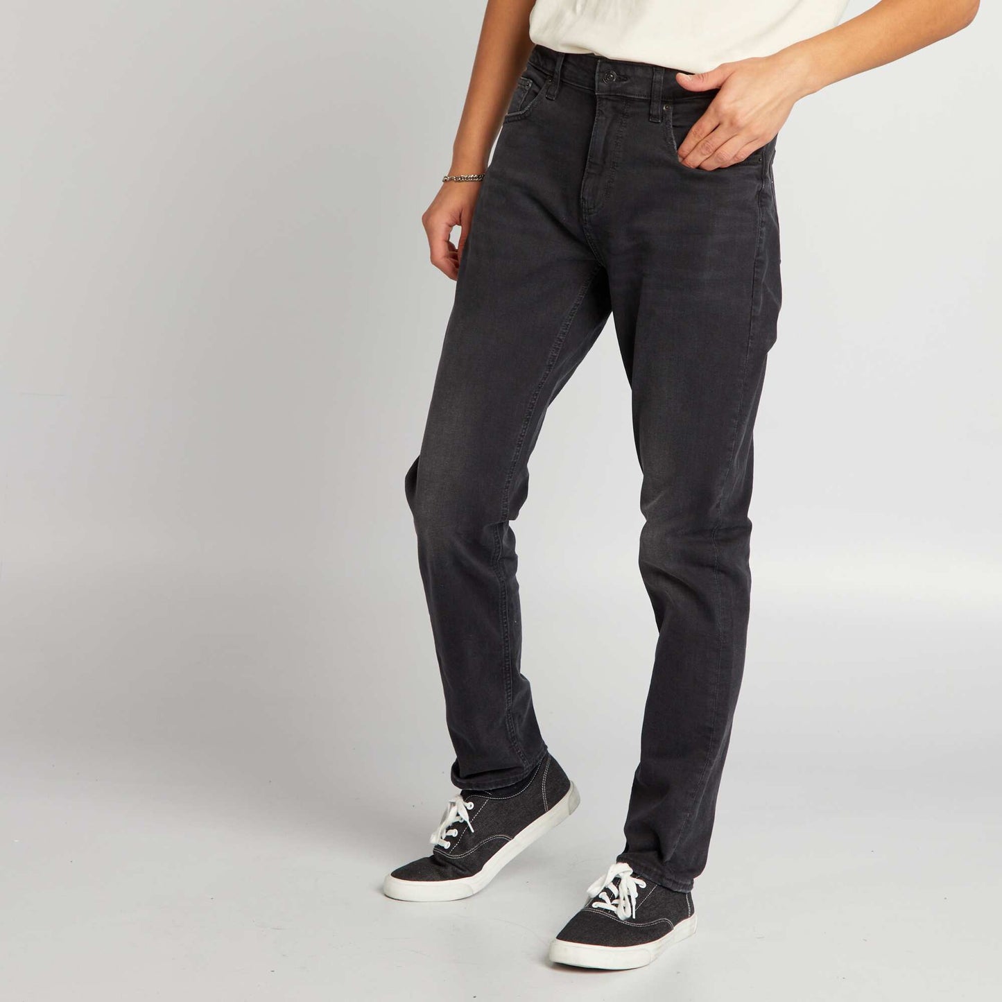 Pantalon denim slim à 5 poches Anthracite