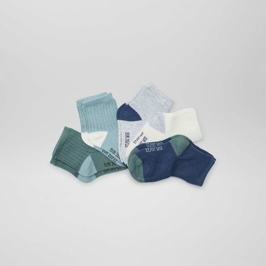 Lot de 5 paires de chaussettes Bleu/vert/gris/blanc