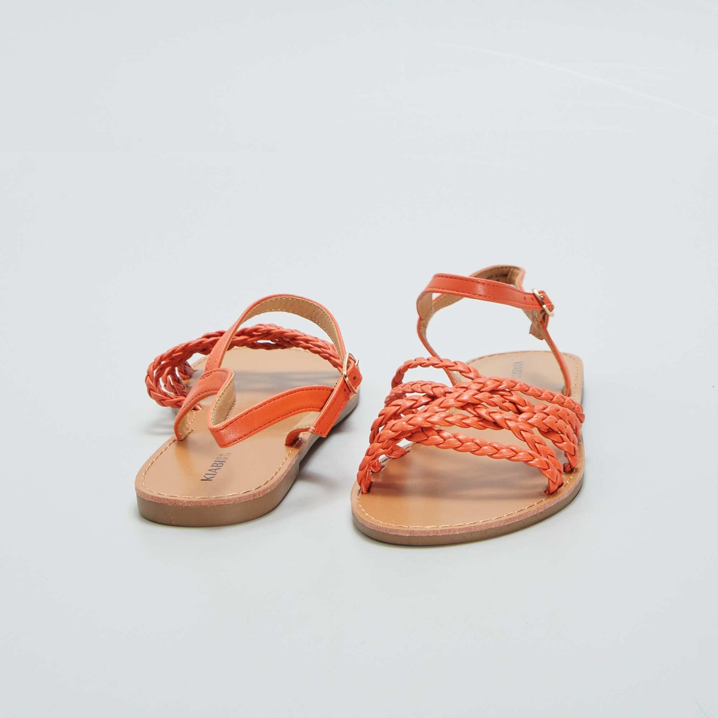 Sandales plates à brides tressées Orange