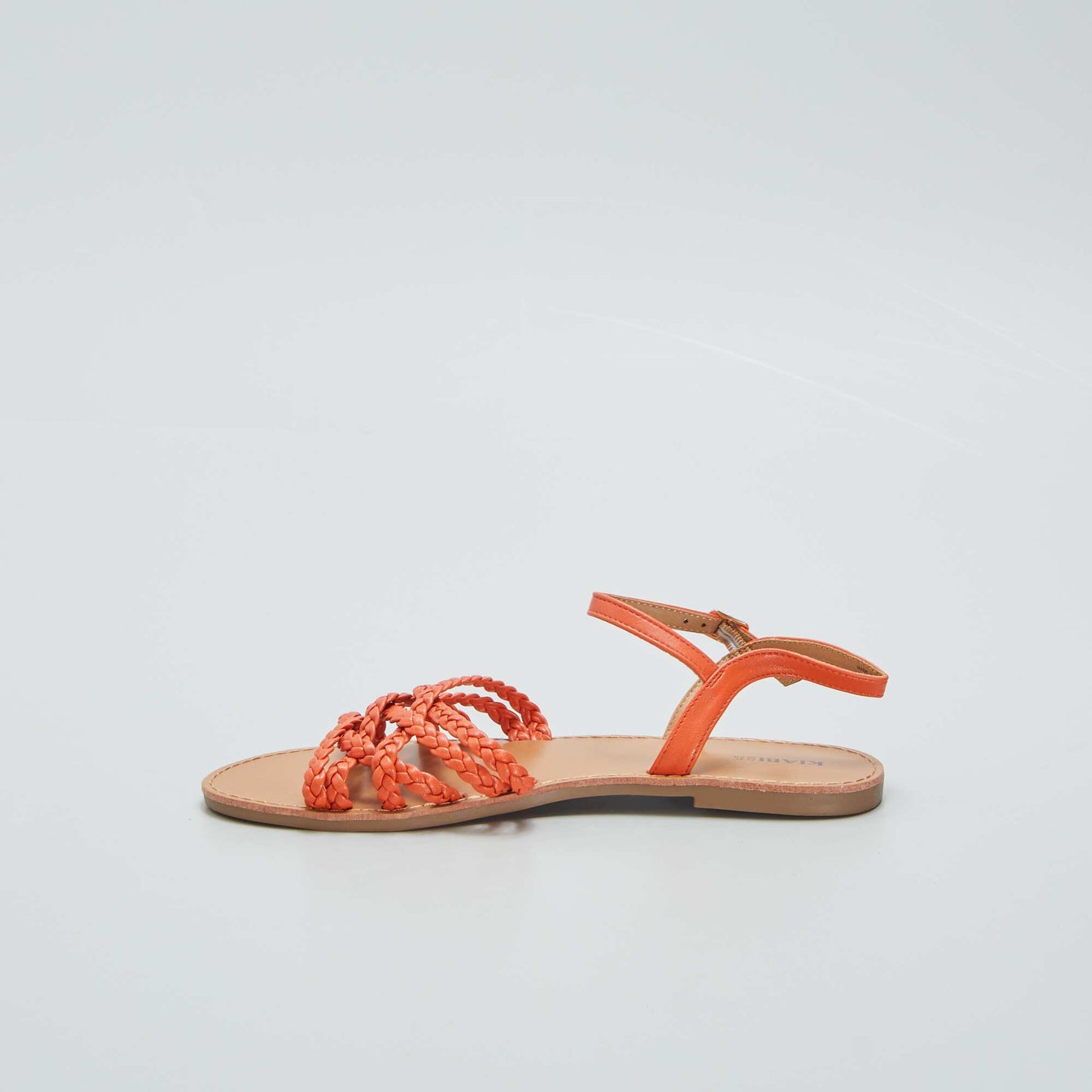 Sandales plates à brides tressées Orange