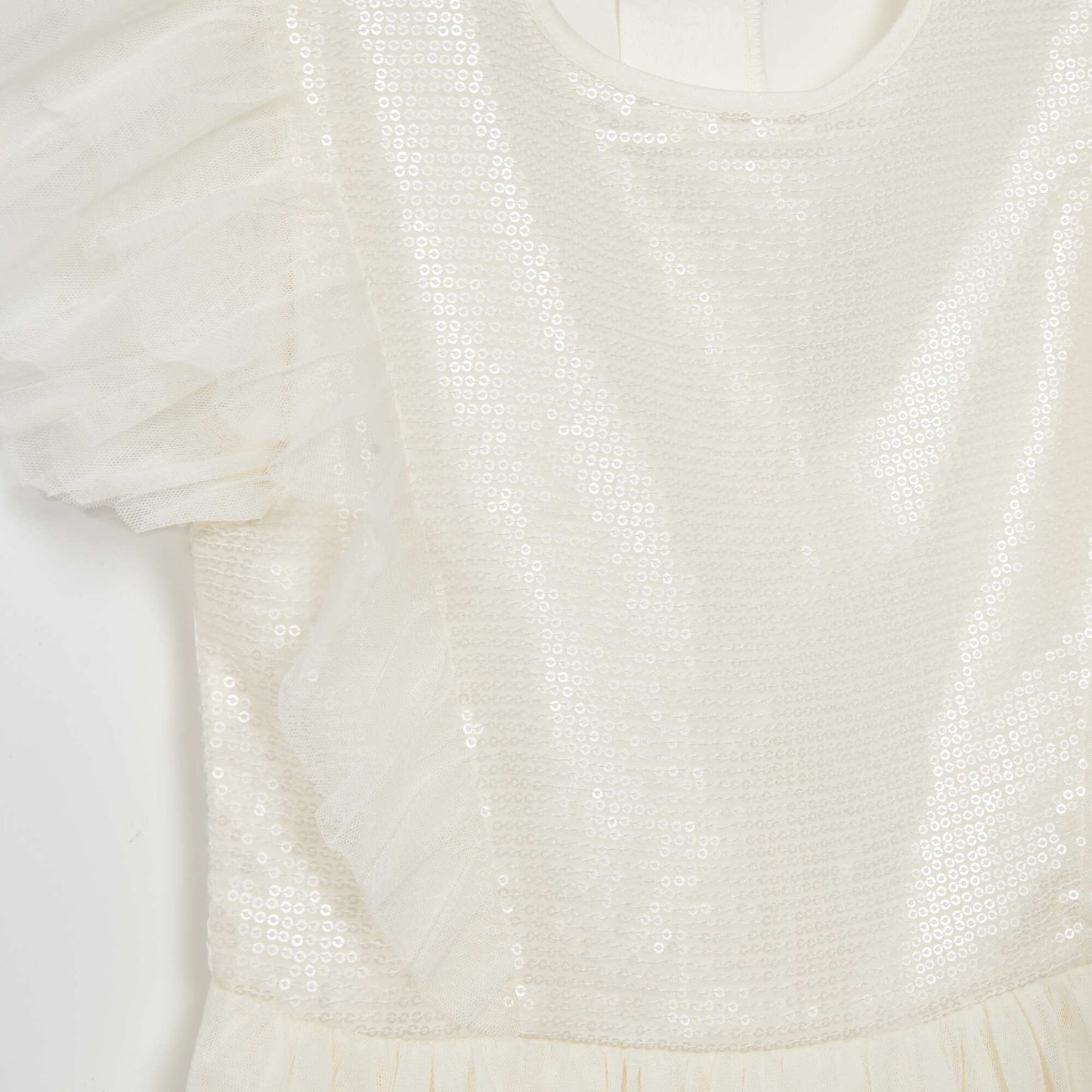 Robe de cérémonie mi-longue à sequins blanc