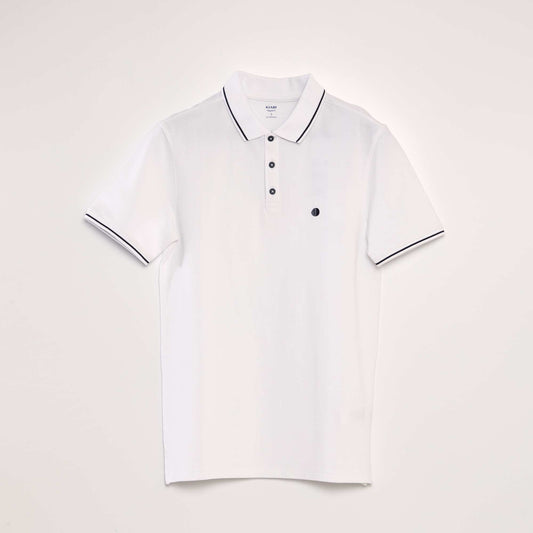 Polo en piqué de coton blanc