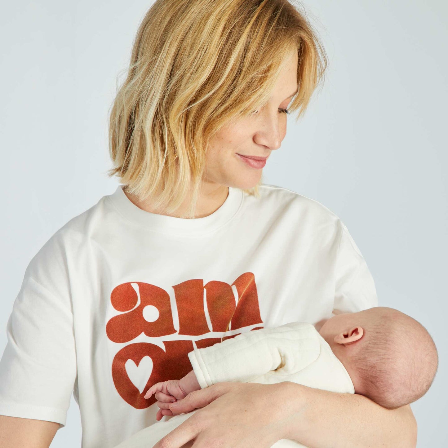 T-shirt d'allaitement à col rond Blanc