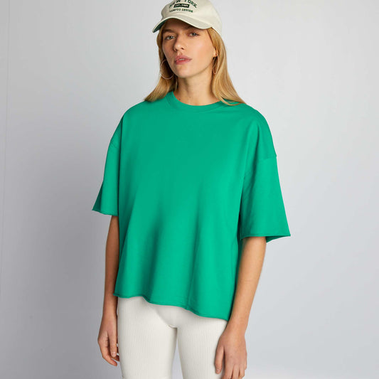 T-shirt en coton à col rond Vert